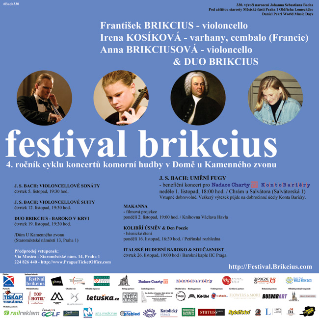 http://Festival.Brikcius.com - FESTIVAL BRIKCIUS - 4th Chamber Music Concert Series at the Stone Bell House in Prague & #BACH330 (Autumn 2015)