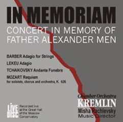 Russian Conductor Misha Rachlevsky & Chamber orchestra Kremlin - http://www.chamberorchestrakremlin.ru/record/Live_Men.htm - CD "IN MEMORIAM", Concert in memory of Father Alexander Men (BARBER: Adagio for strings, LEKEU: Adagio, TCHAIKOVSKY: Andante Funebre, MOZART: Requiem, K. 626 / Olga Lutsiv-Ternovskaya, soprano / Irina Romishevskaya, mezzo-soprano / Aleksey Martynov, tenor / Mikhail Davydov, bass / Russian State Academic Yurlov Capella.