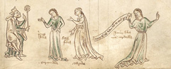 King Lear and Daughters (From the Northumberland Bestiary, Northumberland or northern England, ca. 1250., The J. Paul Getty Museum, Los Angeles, MS 100).