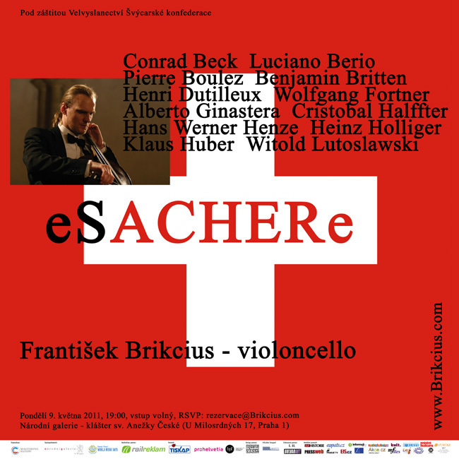 http://www.Brikcius.com : Czech Cellist Frantiek Brikcius - eSACHERe (Conrad Beck, Luciano Berio, Pierre Boulez, Benjamin Britten, Henri Dutilleux, Wolfgang Fortner, Alberto Ginastera, Cristobal Halffter, Hans Werner Henze, Heinz Holliger, Klaus Huber, Witold Lutoslawski, Mstislav Rostropovich, Paul Sacher, Jan Talich. eSACHERe Cello Ensemble and Frantiek Brikcius)