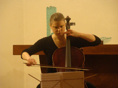 http://www.Brikcius.com - Anna Brikciusov: Czech Cellist - Project "Brikciusov Na Prdle" (Poetry reading "Brikciusov Na Prdle - My zem nejdeme" from the work of Anna Brikciusov in the interpretation of Jan Židlick and accompaniment of cellist Anna Brikciusov. The 14th Poetry Day Festival, this festival is annually held to commemorate the birth the Czech poet Karel Hynek Mcha). Kostel sv. Jana Křtitele Na Prdle in Prague.