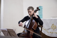 Czech cellist Anna Brikciusov, poetry reading Brikciusov Na Prdle & Opil plachtivice (Festival Poetry Day 2014 - 204th anniversary of the birth of Karel Hynek Mcha - Year of Czech Music 2014), Kostel sv. Jana Křtitele Na Prdle, Prague 2014. Photo Alina Bogdana Mihai. http://Festival.Brikcius.com