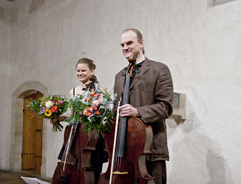 Czech Cellist Anna Brikciusová and Czech Cellist František Brikcius; concert J. S. BACH: CELLO SUITES; Festival Brikcius 2015 - The 4th Chamber Music Concert Series at the Stone Bell House in Prague #Bach330. Photo: Alina Bogdana Mihai. http://Festival.Brikcius.com Czech Cellist Anna Brikciusová and Czech Cellist František Brikcius; concert J. S. BACH: CELLO SUITES; Festival Brikcius 2015 - The 4th Chamber Music Concert Series at the Stone Bell House in Prague #Bach330. Photo: Alina Bogdana Mihai. http://Festival.Brikcius.com