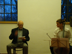 Czech cellist Anna Brikciusová and Czech poet Jan Suk; poetry reading POETRY DAY FESTIVAL - KOLIBŘÍ ÚSMĚV, Petřín Lookout Tower; Festival Brikcius - the 4th Chamber Music Concert Series at the Stone Bell House in Prague #Bach330. Photo archive http://Festival.Brikcius.com Czech cellist Anna Brikciusová and Czech poet Jan Suk; poetry reading POETRY DAY FESTIVAL - KOLIBŘÍ ÚSMĚV, Petřín Lookout Tower; Festival Brikcius - the 4th Chamber Music Concert Series at the Stone Bell House in Prague #Bach330. Photo archive http://Festival.Brikcius.com