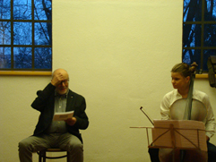 Czech cellist Anna Brikciusová and Czech poet Jan Suk; poetry reading POETRY DAY FESTIVAL - KOLIBŘÍ ÚSMĚV, Petřín Lookout Tower; Festival Brikcius - the 4th Chamber Music Concert Series at the Stone Bell House in Prague #Bach330. Photo archive http://Festival.Brikcius.com Czech cellist Anna Brikciusová and Czech poet Jan Suk; poetry reading POETRY DAY FESTIVAL - KOLIBŘÍ ÚSMĚV, Petřín Lookout Tower; Festival Brikcius - the 4th Chamber Music Concert Series at the Stone Bell House in Prague #Bach330. Photo archive http://Festival.Brikcius.com