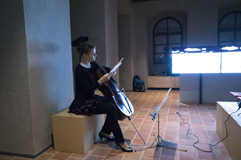 zech poet and cellist Anna Brikciusov; poetry reading V majku; Poetry Day Festival 2017 in Prague. Festival Brikcius - the 6th Chamber Music Concert Series in Prague 2017. Photo: Alina Bogdana Mihai, http://Festival.Brikcius.comhttp://Festival.Brikcius.com