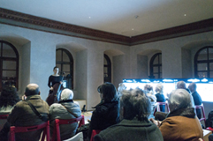 zech poet and cellist Anna Brikciusov; poetry reading V majku; Poetry Day Festival 2017 in Prague. Festival Brikcius - the 6th Chamber Music Concert Series in Prague 2017. Photo: Alina Bogdana Mihai, http://Festival.Brikcius.comhttp://Festival.Brikcius.com