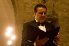 http://www.Brikcius.com - Czech Cellist František Brikcius & Jan Židlick: narrator - Concert MAKANNA - 110th anniversary of the birth of the Jewish writer Jiř Weil (Convent of St Agnes of Bohemia in Prague, 2010, Photo Marek Malůšek).